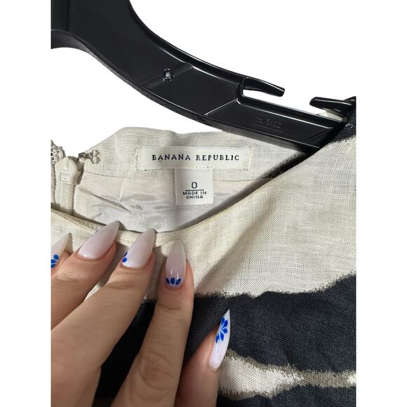 Banana Republic Black White Zebra Print Linen Dress Size 0 - Picture 8 of 8